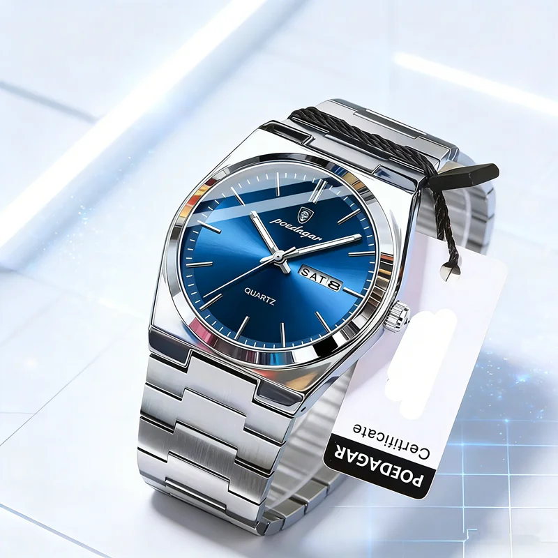 Montre Homme POEDAGAR 930 Ultra-Plate | Quartz Japonais | Acier Inoxydable | Lumineuse & Résistante à l'Eau