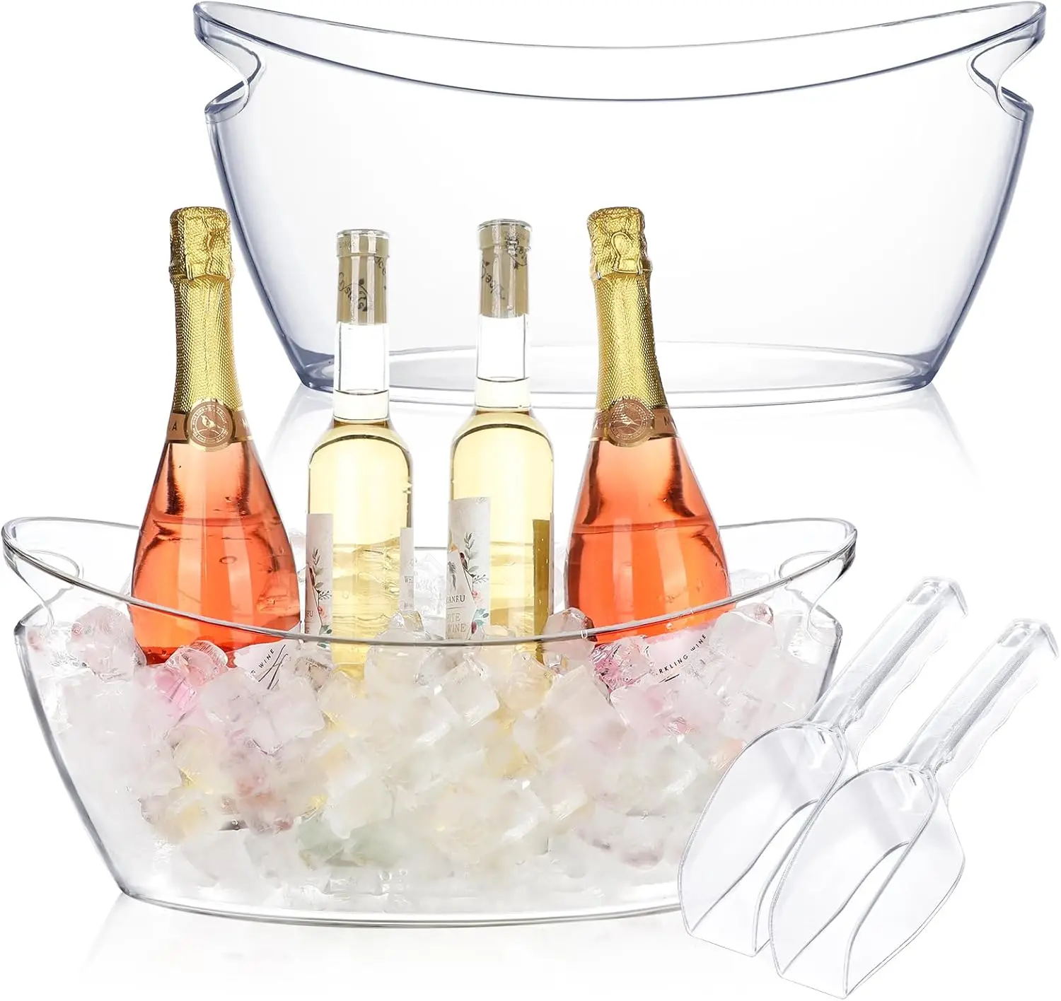 Lot 2 Seaux à Glace Transparents 5L avec Pinces – Idéal Bar, Fêtes & Cocktails
