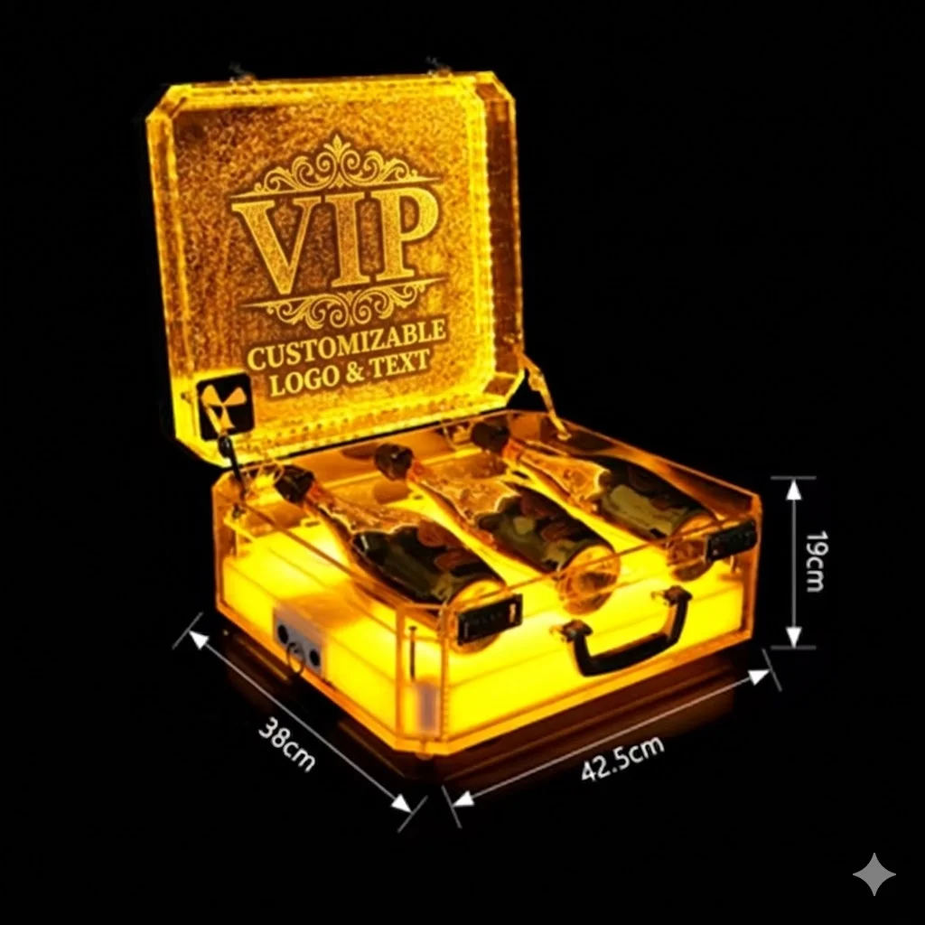 Glorificateur de Bouteille VIP Pliable avec LED RGB & Logo Personnalisé – Étui Luxe pour Soirée