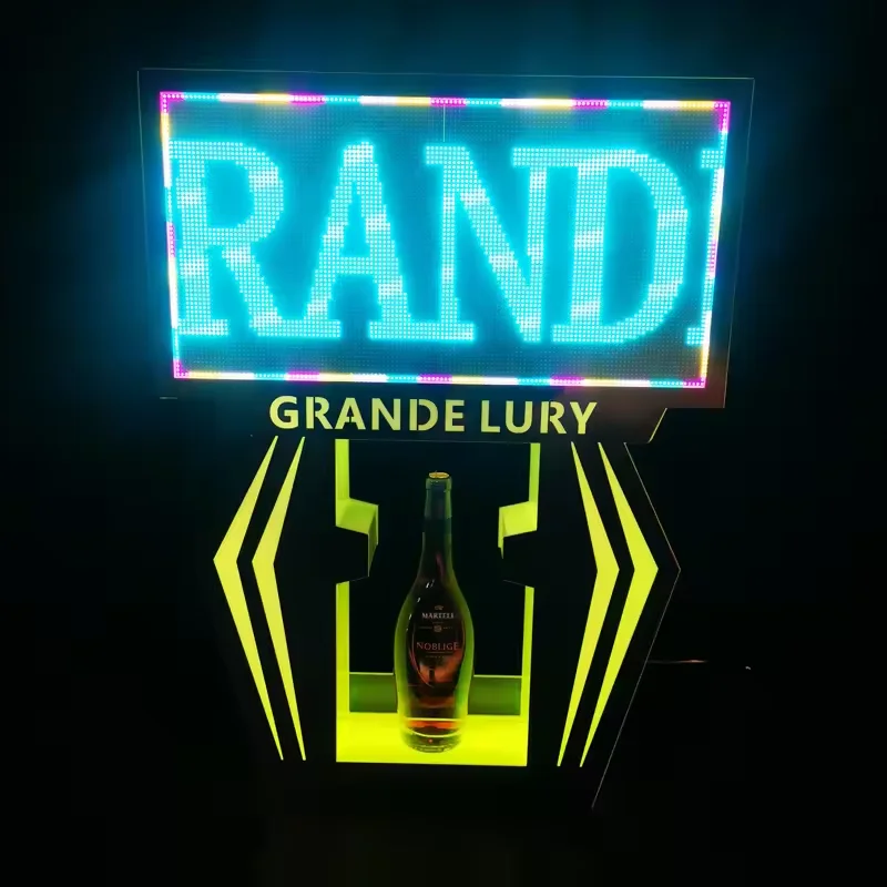 Présentoir à Bouteilles LED Rotatif & Pliable en Métal – Luxe VIP Bar & Club