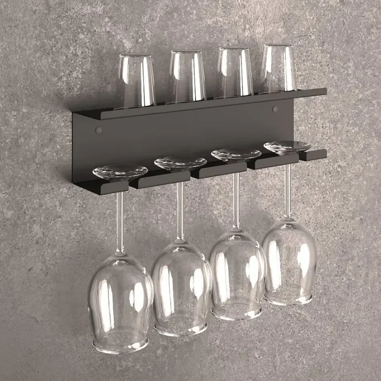Porte-bouteilles mural en acier – Rangement à vin design moderne, étagère flottante industrielle