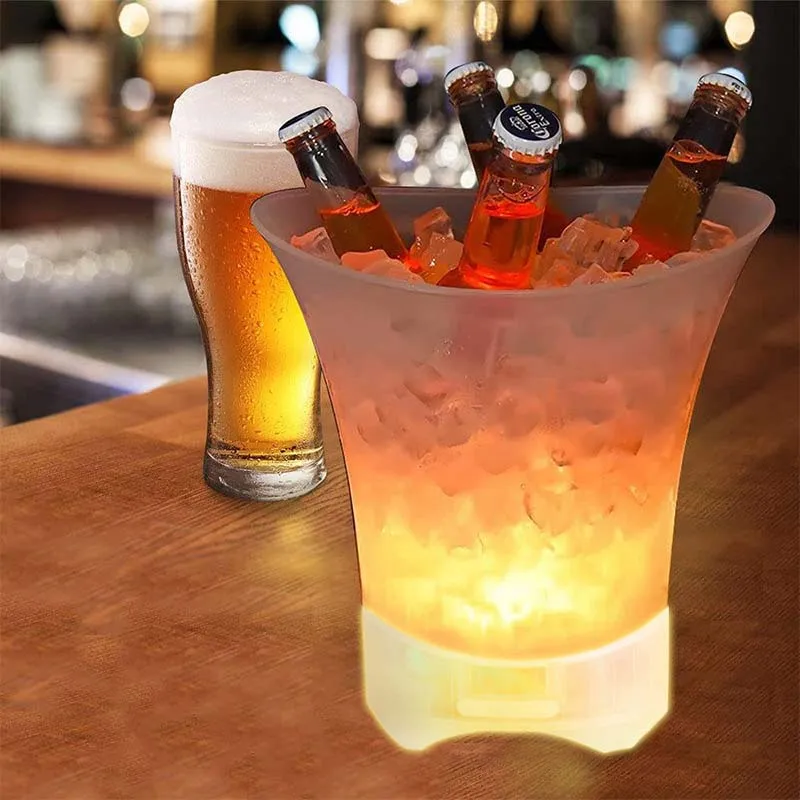 Seau à Glace LED 7L – 7 Couleurs Lumineuses | Champagne, Vin & Bière | Bar & Fête