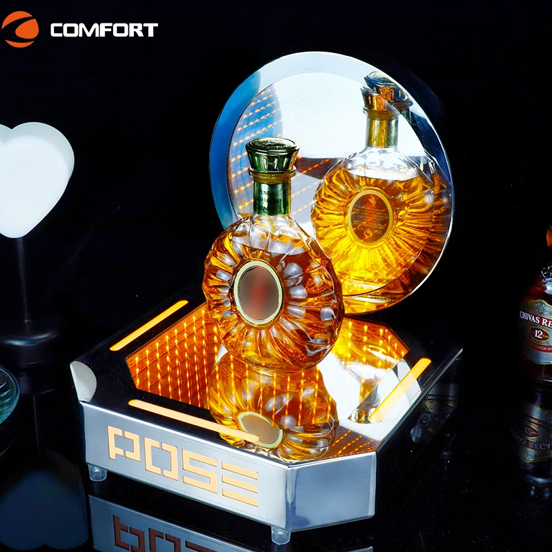 Présentoir à Bouteilles LED en Acrylique | Éclairage VIP Champagne/Vin/Bière | Personnalisable
