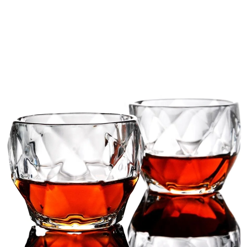 Verre à Whisky Taillé Diamant Style Américain – Cristal Sans Plomb 320ml