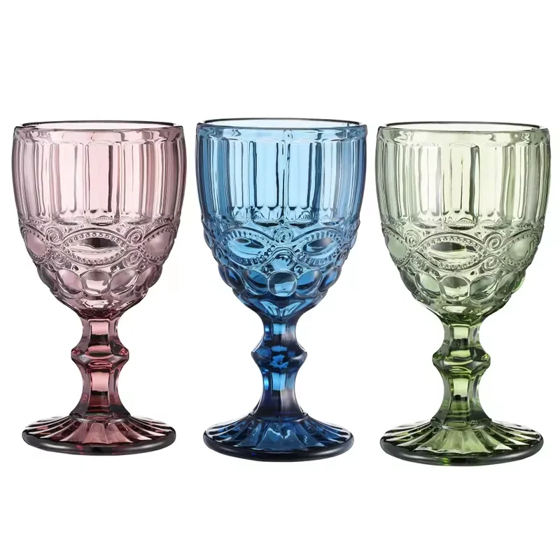 Verres à cocktail vintage colorés bord doré – Idéal mariages, bars & restaurants
