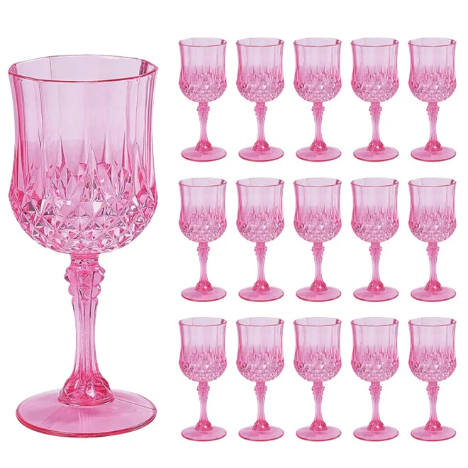 Gobelets à vin détachables réutilisables roses et transparents – Idéal mariages et réceptions