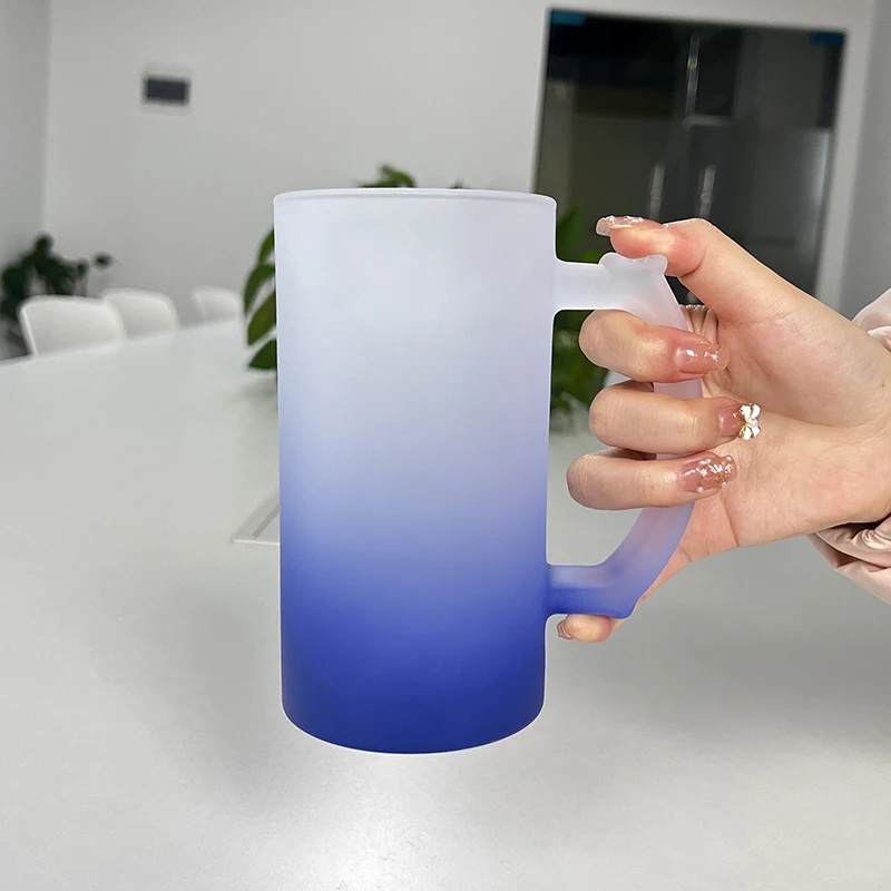 Verre à Bière Sublimation 16oz avec Poignée et Couvercle – Logo Personnalisable