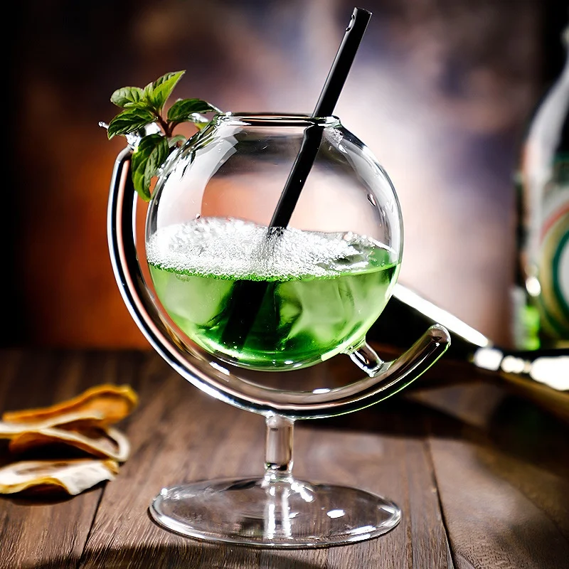 Verre Cocktail Globe 330ml – Borosilicate Soufflé Main, Design Créatif