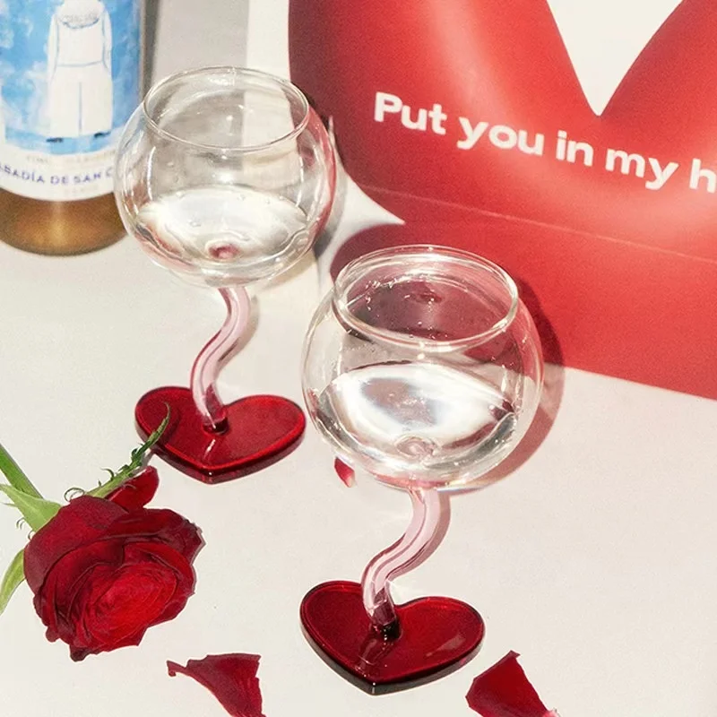 Verre à Cocktail en Forme de Cœur – Soufflé à la Main, Idéal Mariage & Décoration
