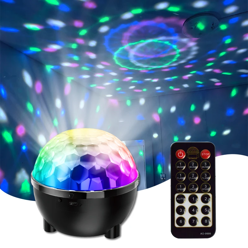 Projecteur LED Disco Magic Ball USB Type-C – Lumières RGB pour Soirée, DJ & KTV