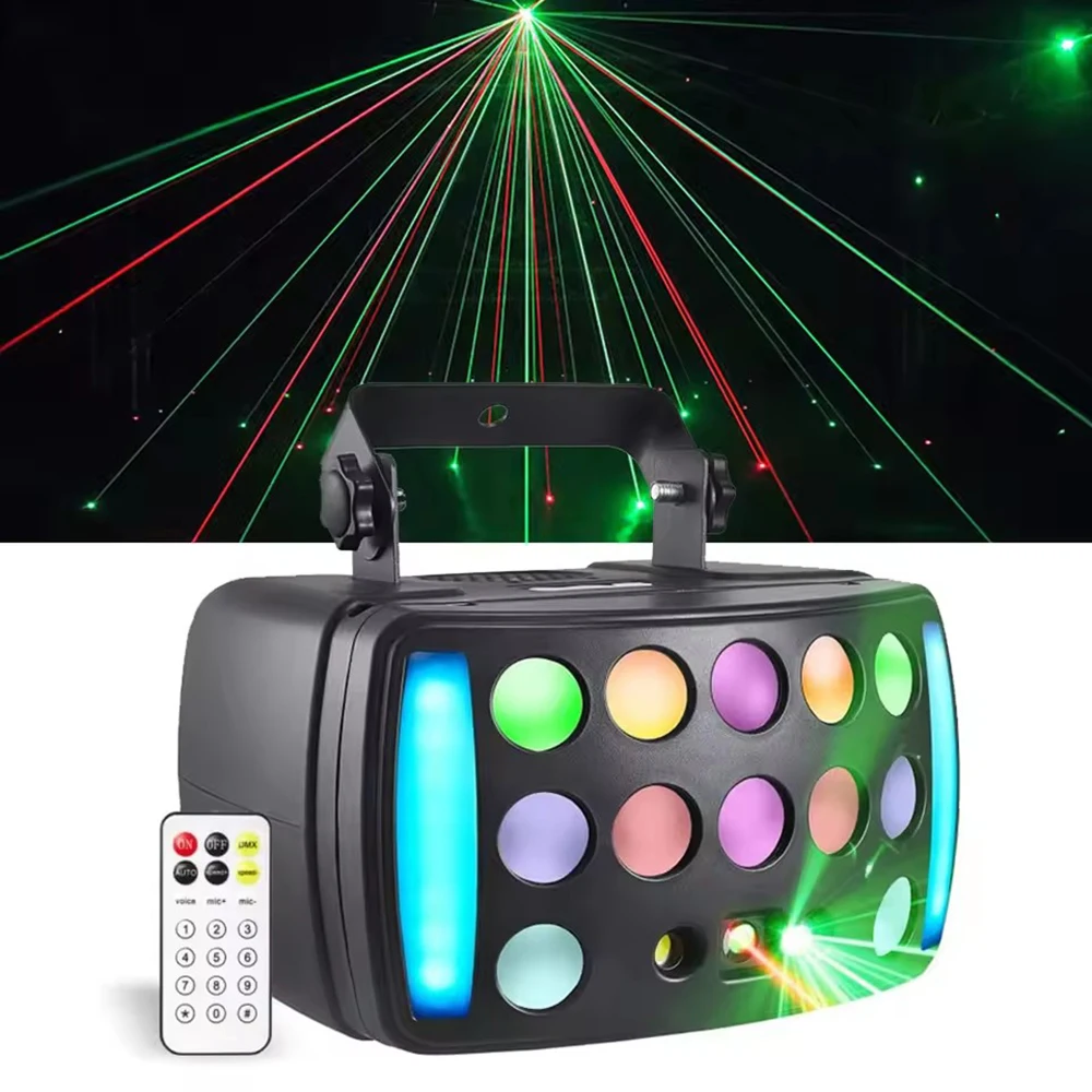 Lumière de scène DJ professionnelle – Laser papillon 7 couleurs, stroboscope, matrice LED sans fil, contrôle DMX512