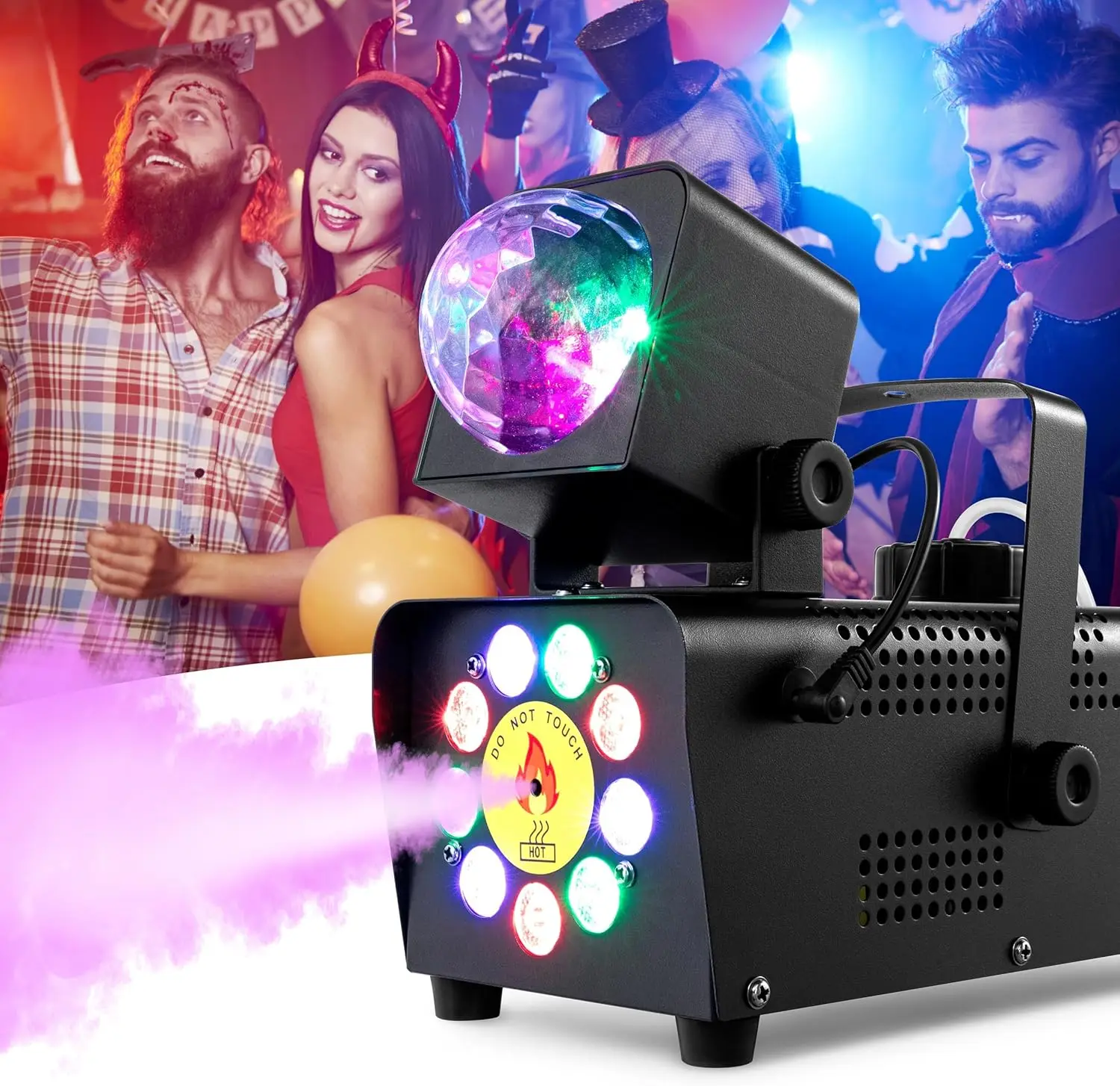 Machine à Fumée 500W avec Boule Disco RGB LED Stroboscopique – Télécommande incluse