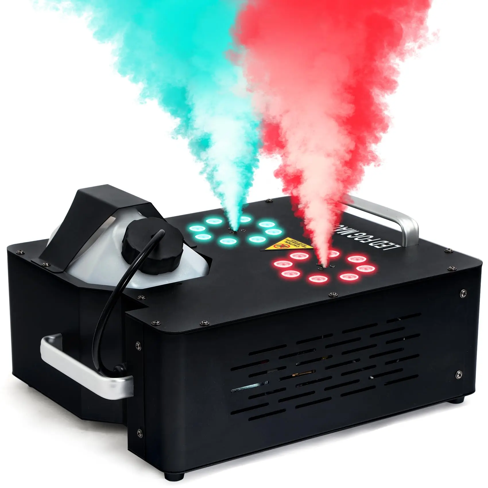 Machine à Fumée 2000W RGB LED Verticale Double Pulvérisation DMX512 Télécommande DJ