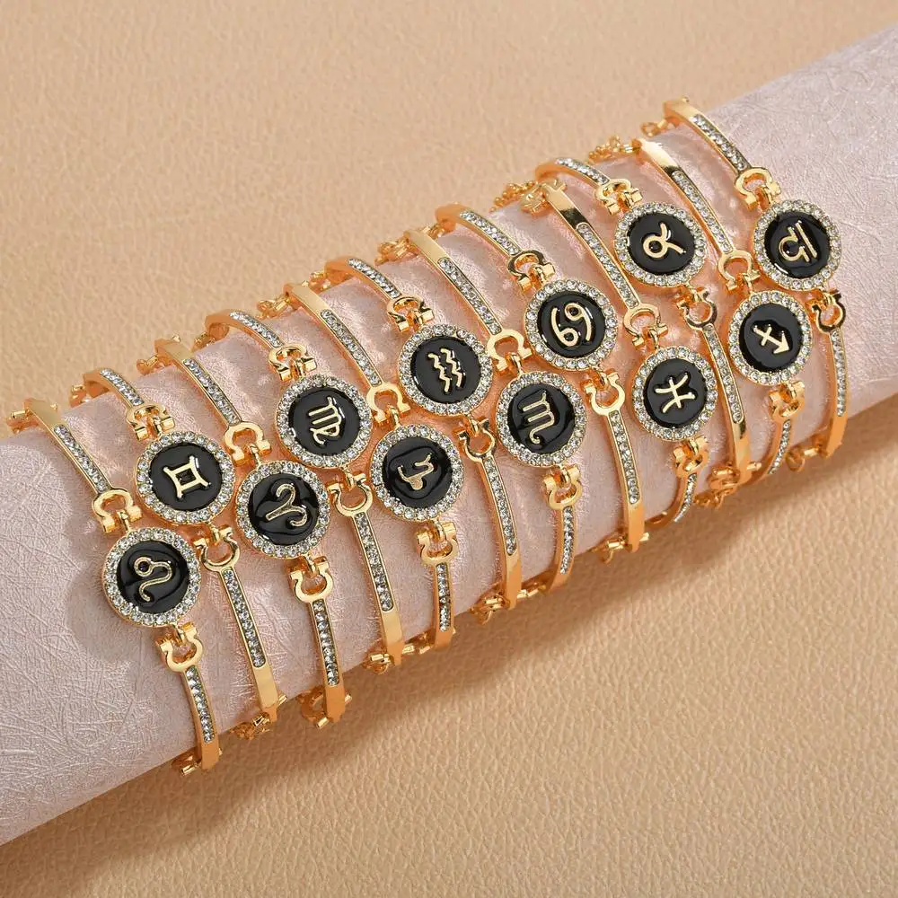 Bracelet chaîne zodiaque femme plaqué or avec pendentif zircon ovale – Style tendance