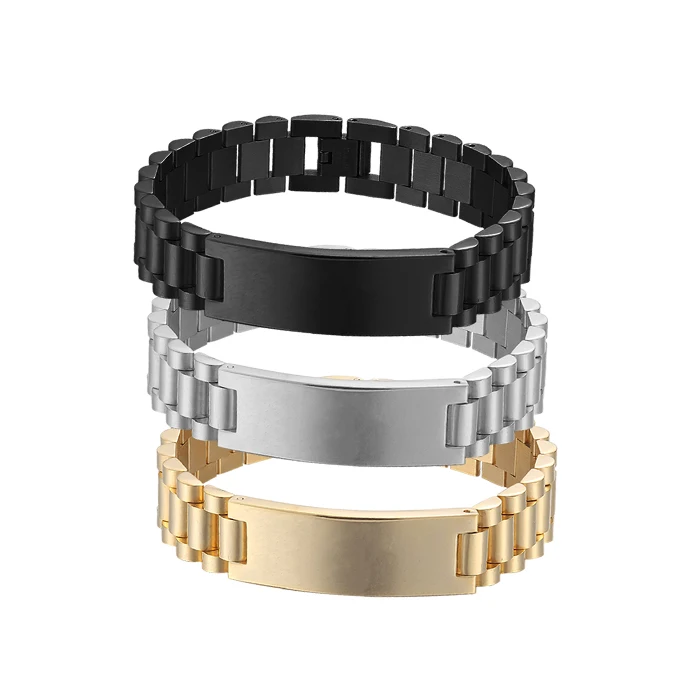 Bracelet Jonc Personnalisé en Acier Inoxydable pour Homme – Or, Argent, Noir