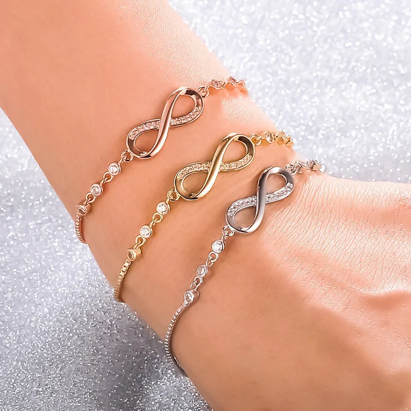 Bracelet Femme Cristal Strass Boucle 8 Réglable – Élégant & Tendance