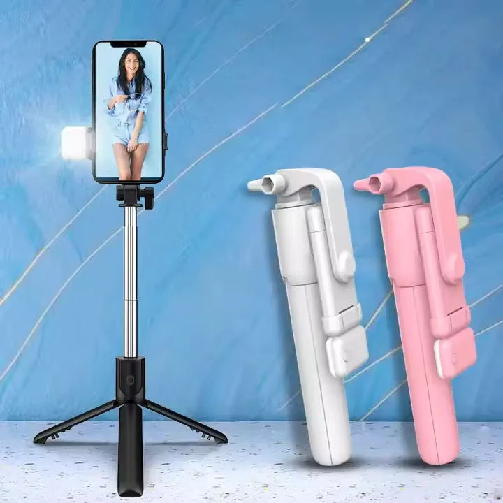 Trépied Selfie Stick R1S avec Lumière LED & Télécommande Sans Fil – Aluminium Pliable