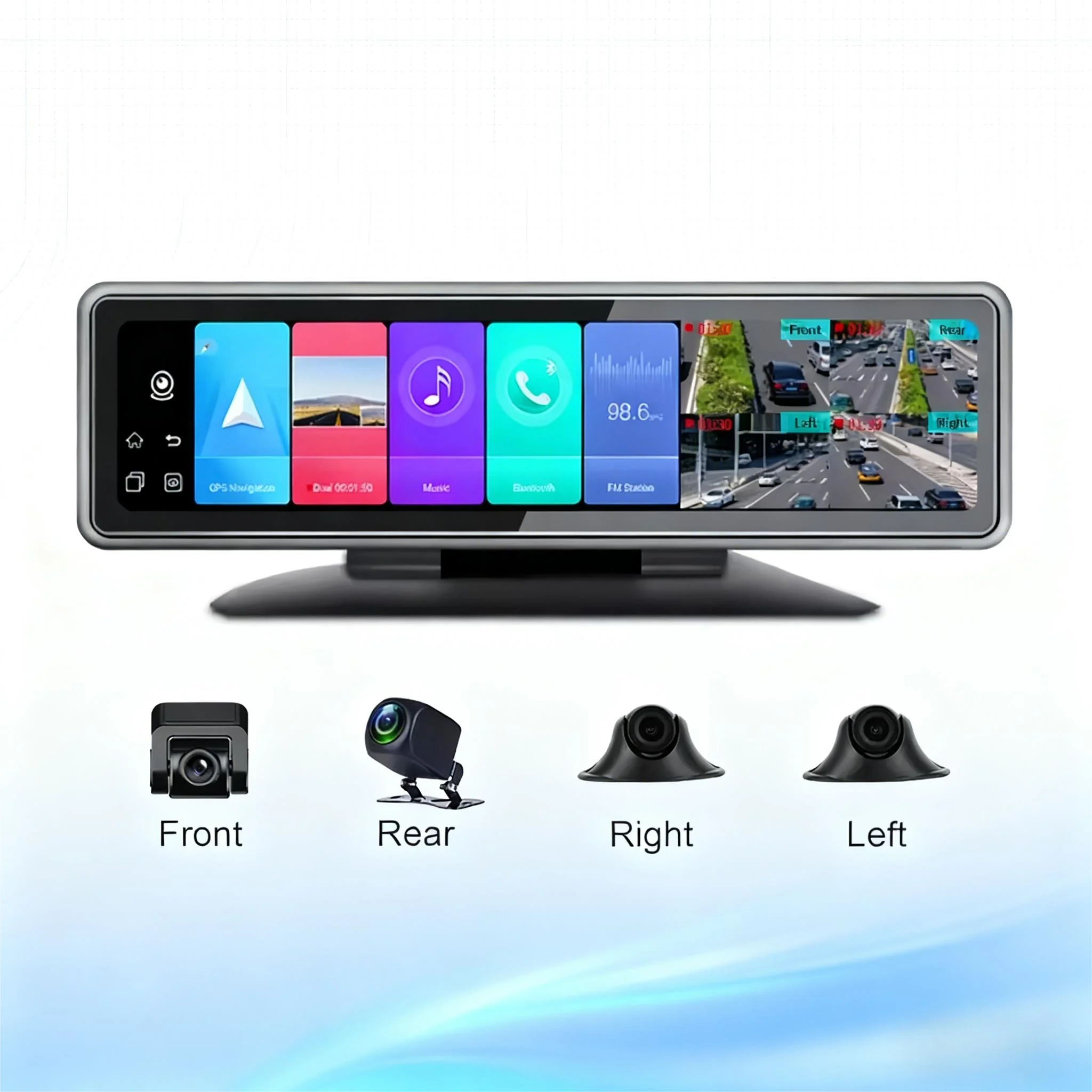 Caméra DVR Rétroviseur 12" Tactile 4G WiFi GPS ADAS 4 Caméras Vision Nocturne 1080P