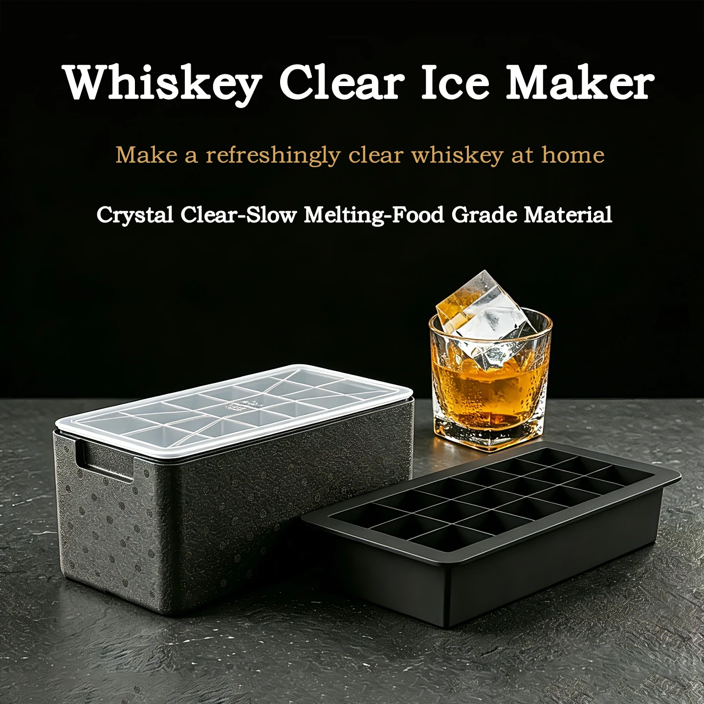 Moule à glaçons en silicone sans BPA – Glace transparente cristal pour whisky et bar