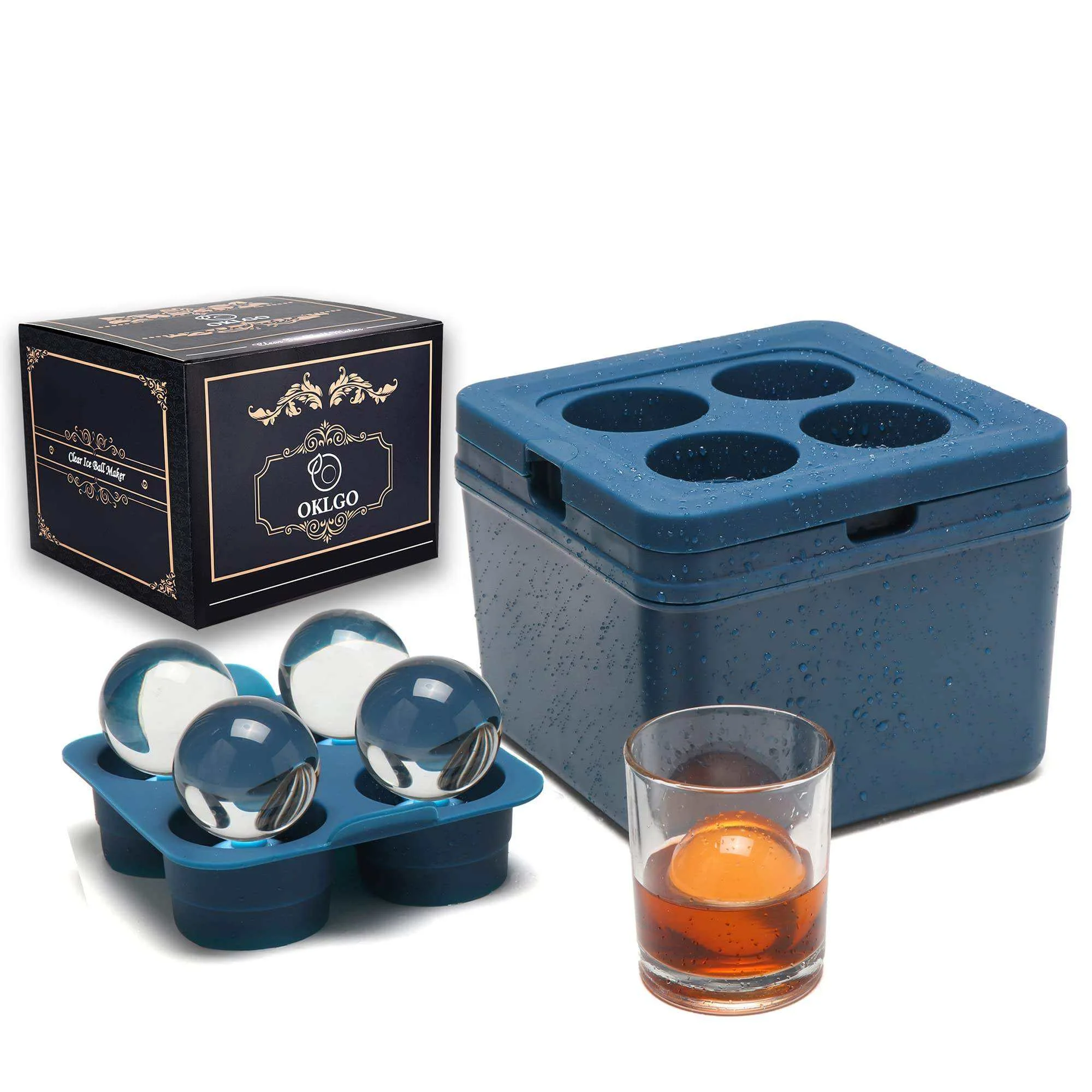 Moule à Glace Sphérique en Silicone 4 Cavités – Billes de Glace Cristallines pour Whisky & Cocktails