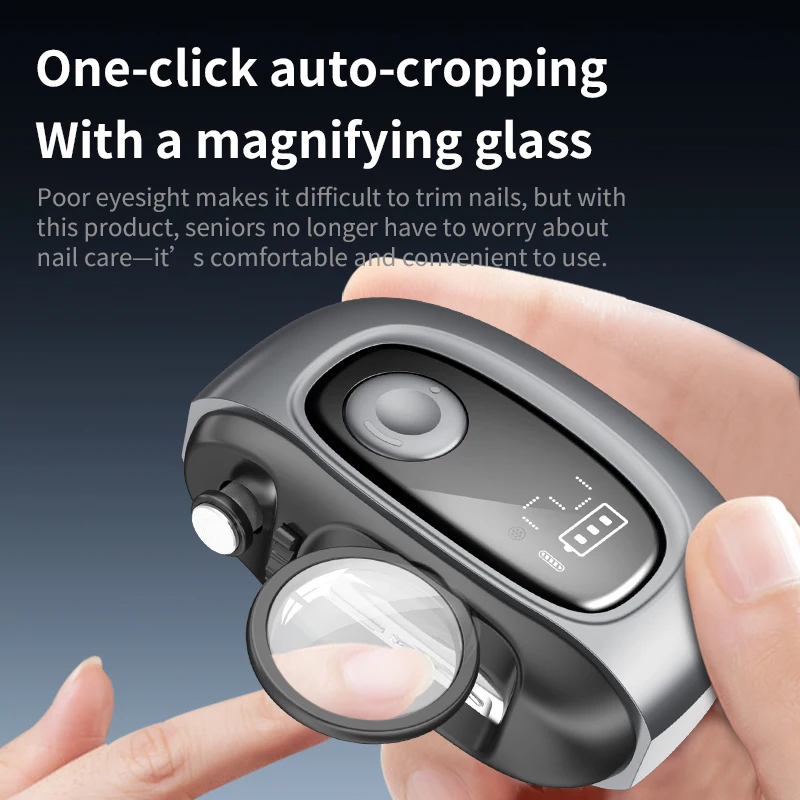 Coupe-ongles Intelligent Multifonction 4-en-1 avec Loupe, Éclairage LED & Aspiration Automatique