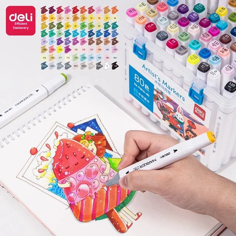 Deli 70816 Marqueurs Double Pointe Aquarelle Effaçables – Set Créatif Étudiant & Enfant