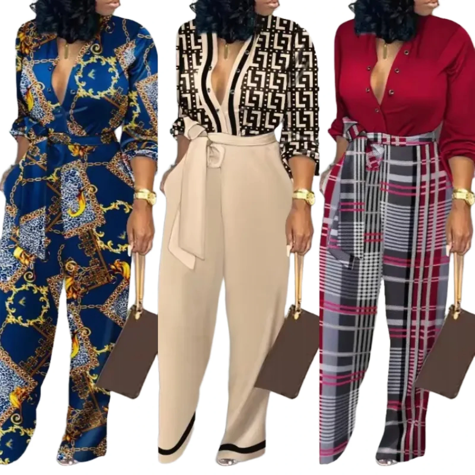 Combinaison Femme Grande Taille – Imprimé Numérique, Coupe Lâche & Jambes Larges