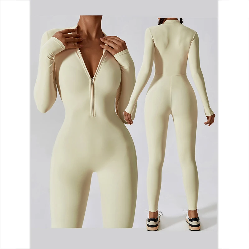 Combinaison Sport Yoga Femme Manches Longues – Séchage Rapide & Extensible 4 Voies