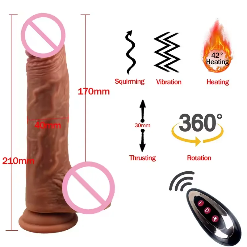 Vibromasseur Dildo Silicone Chauffant Télécommande – Stimulation Anale & Vaginale IPX6