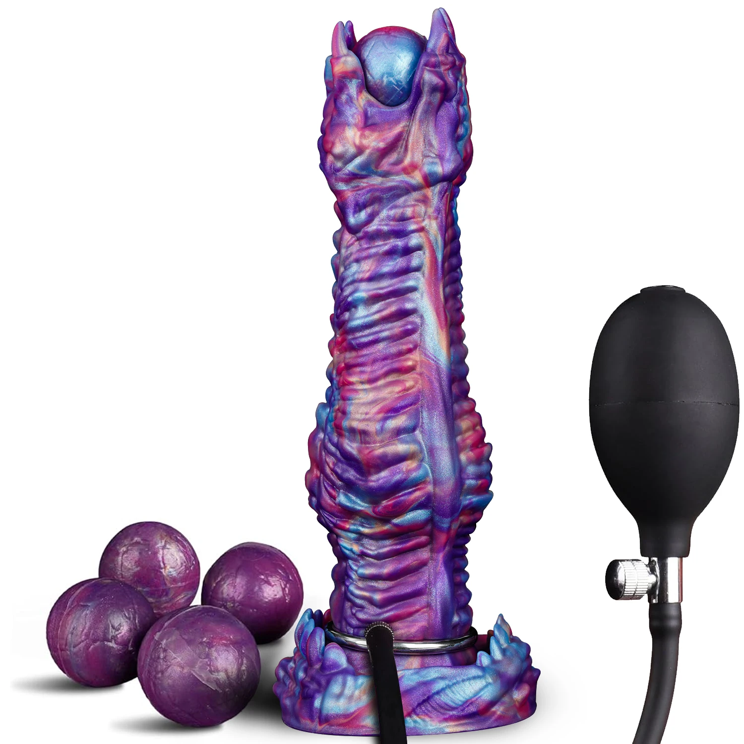 Gode Ovipositor Monster avec 4 Œufs – Silicone Souple, Gonflable, 100% Étanche