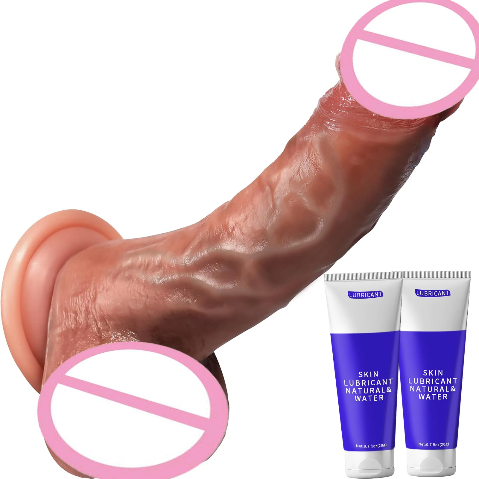 Gode Réaliste 20cm en Silicone avec Ventouse Puissante et Grosses Couilles