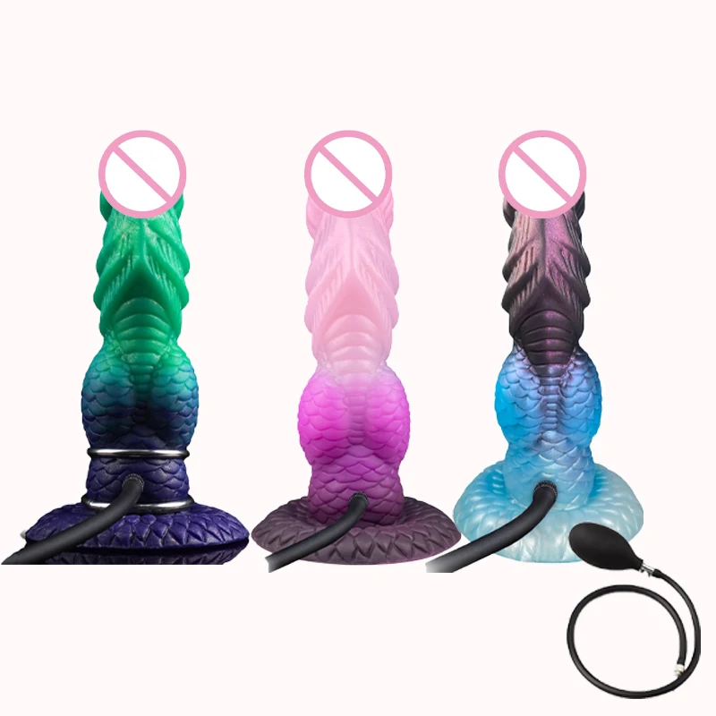 Gode réaliste gonflable silicone fantasy avec ventouse – Plug anal expansible