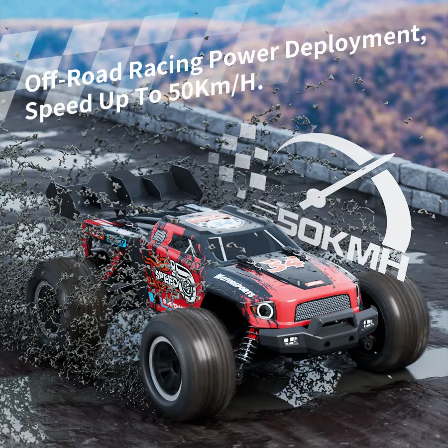 AiJH Camion RC Tout-Terrain 50KM/H Moteur Brushless 1:16 Télécommandé