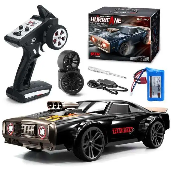 Voiture RC Drift 4x4 Muscle Car 1:16 – 35 KM/H, Lumières LED, Télécommande 80m