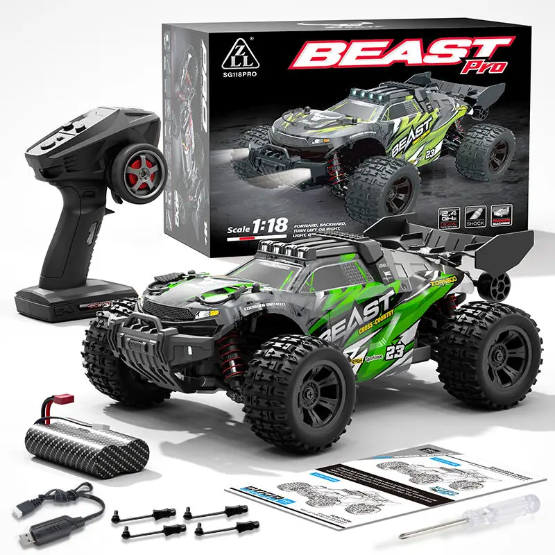 Voiture RC AiJH SG118 Pro 1:18 – Tout-terrain haute vitesse 35 km/h avec phares LED