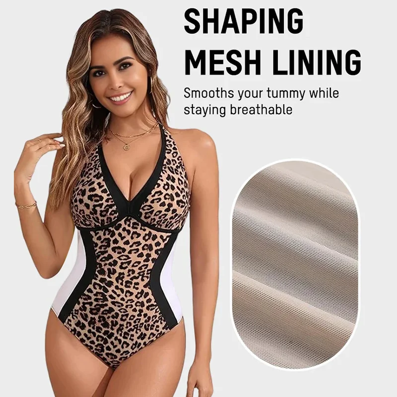 Monokini Color Block Sexy Col V Dos Croisé Effet Ventre Plat – 1 Pièce