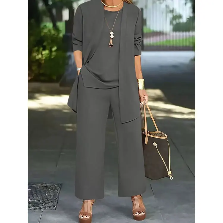 Ensemble 3 pièces grande taille femme – Tenue décontractée amincissante toutes saisons