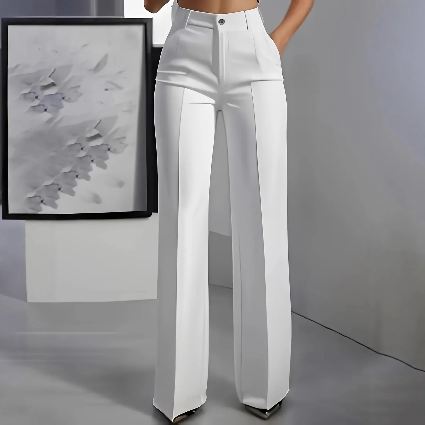 Pantalon costume homme coupe droite taille haute – Style décontracté & élégant