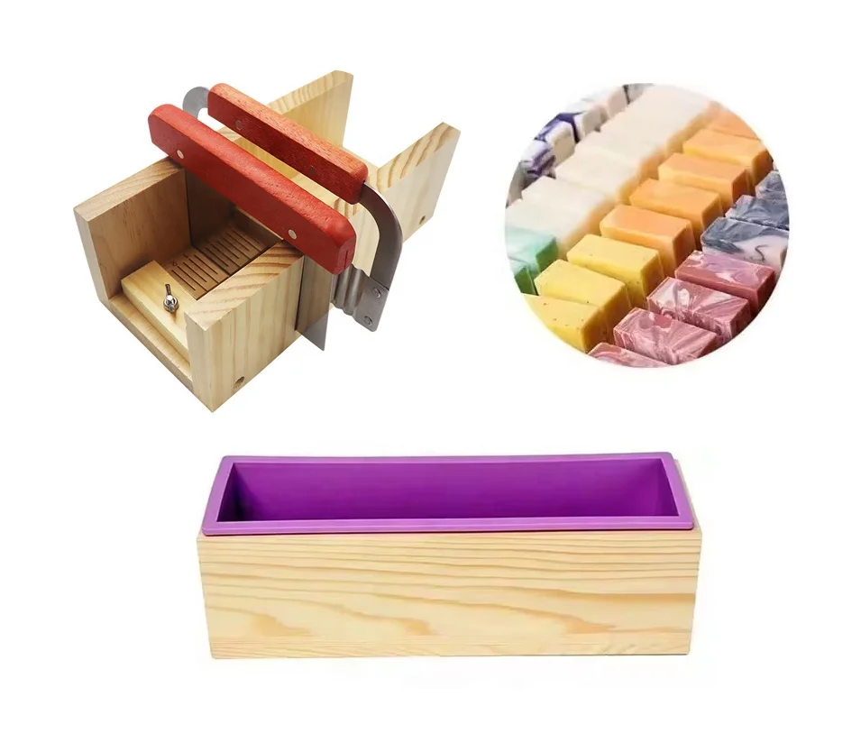 Ensemble Moule à Savon en Silicone avec Coupe-Savon et Boîte en Bois – Kit Artisanal Fait Maison
