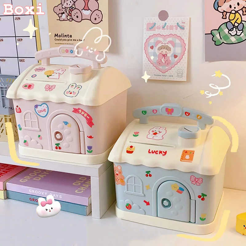 Tirelire Maison Kawaii avec Serrure et Clé – Coffre-fort Mignon pour Enfants et Adultes