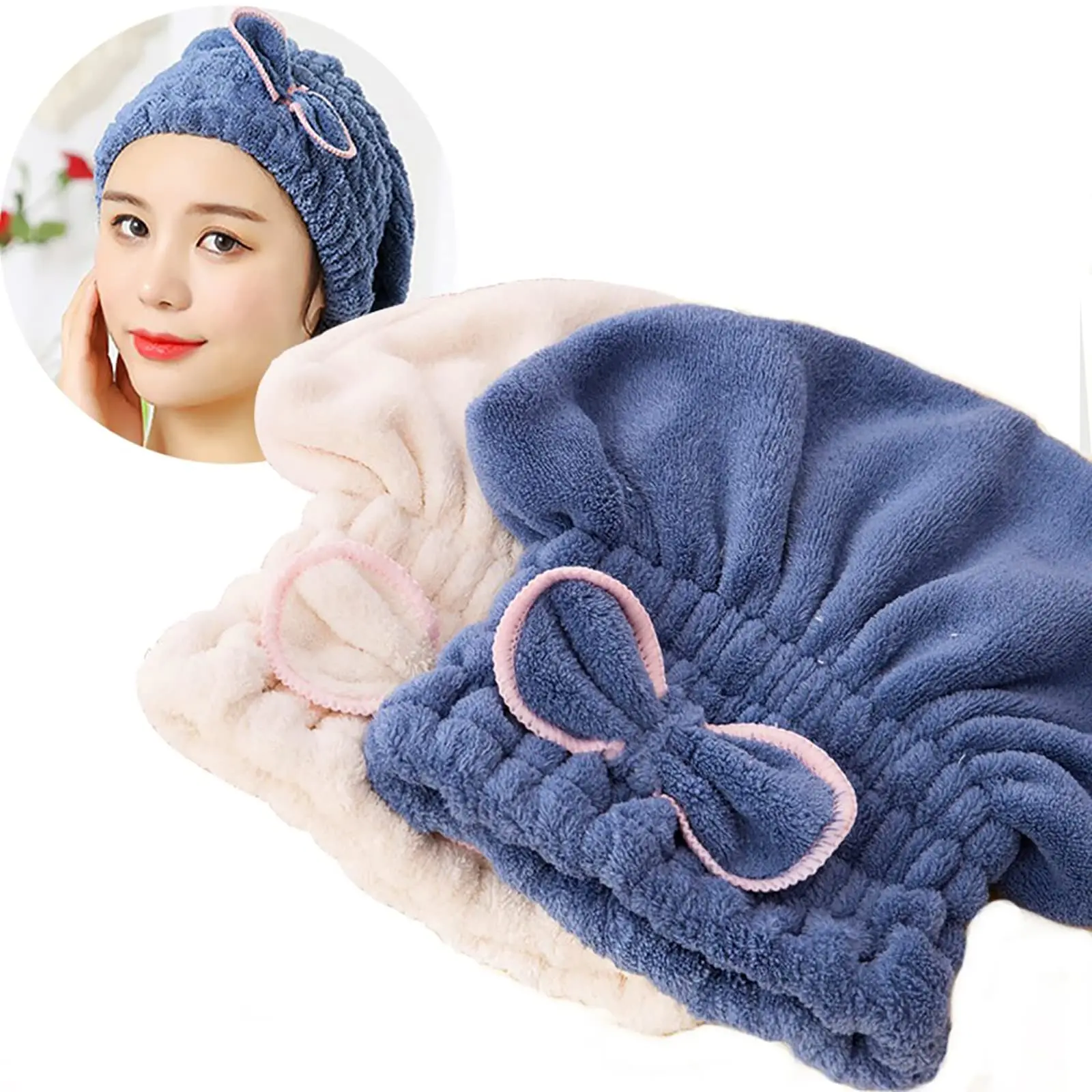 Bonnet Séchage Rapide Microfibre pour Cheveux Bouclés – Serviette Turban Femme