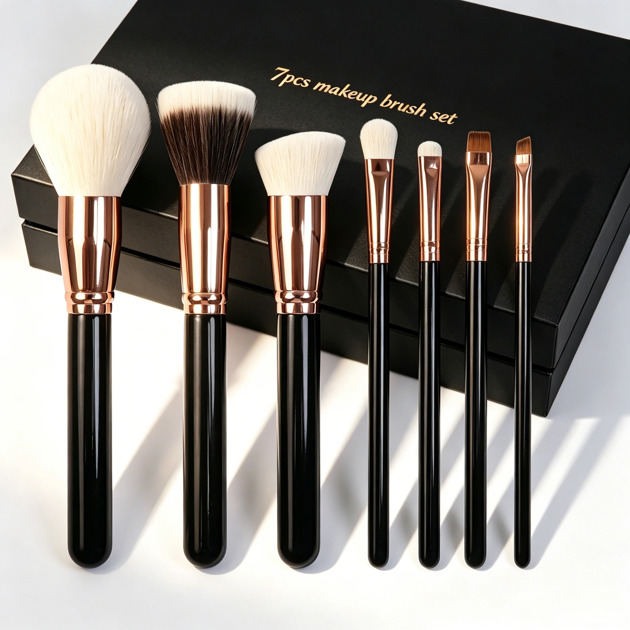 Set 7 Pinceaux de Maquillage Professionnels EMF – Poils Synthétiques & Manche en Bois