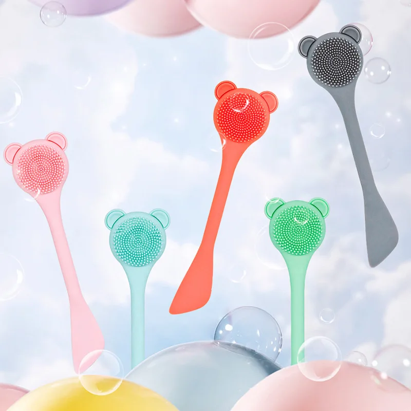Brosse de nettoyage visage en silicone portable – Mini spatule cosmétique multifonction