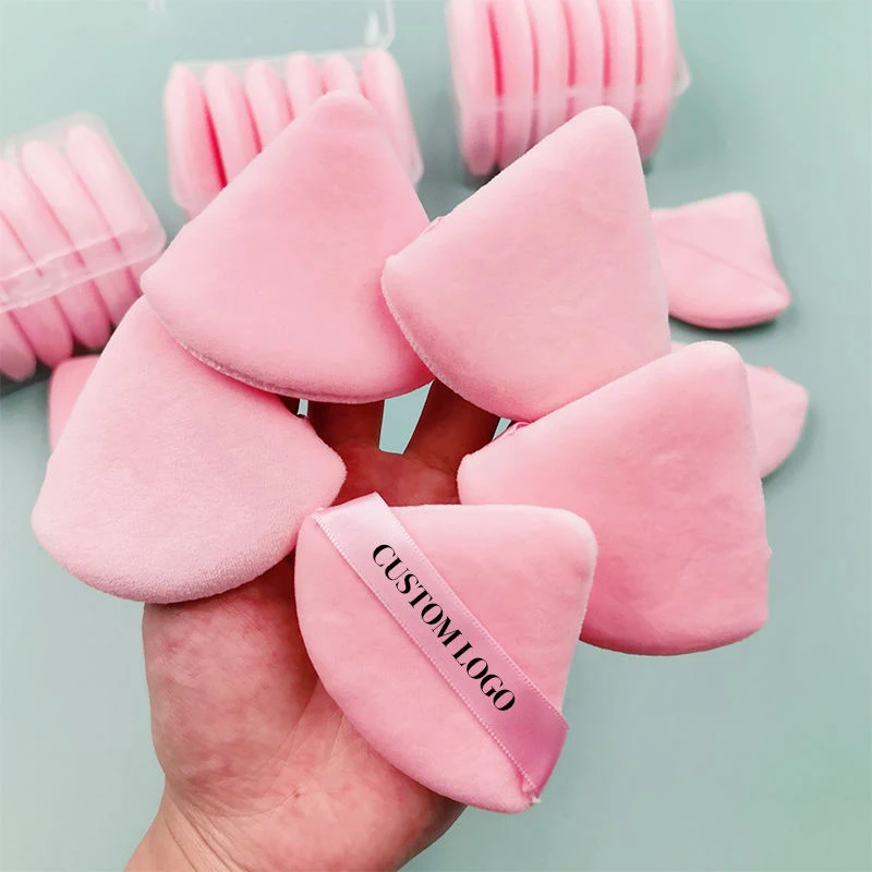 Éponge Triangle Rose en Coton Bio Lavable – Houppette Maquillage Fond de Teint