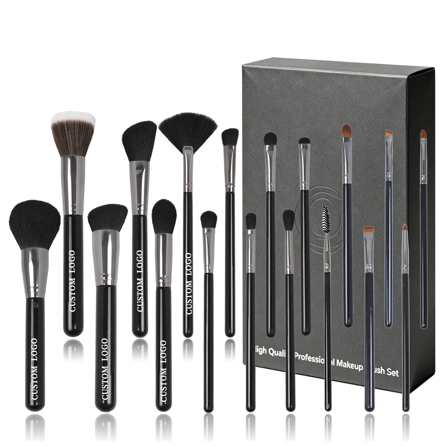 EMF Pro – Set 18 Pinceaux Maquillage 100% Vegan, Poils Micro-Fibre, Manche Bois Noir