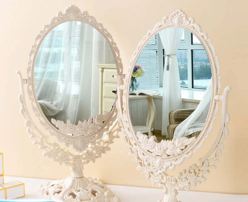 Miroir de maquillage rotatif style rétro palace – Idéal dortoir & usage quotidien