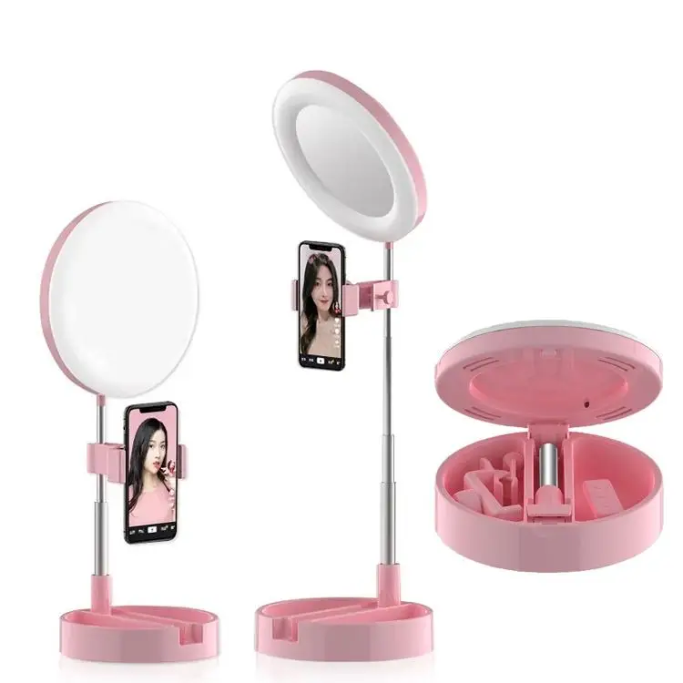 Miroir Anneau LED 6 Pouces Pliable USB – Selfie, Maquillage & Live
