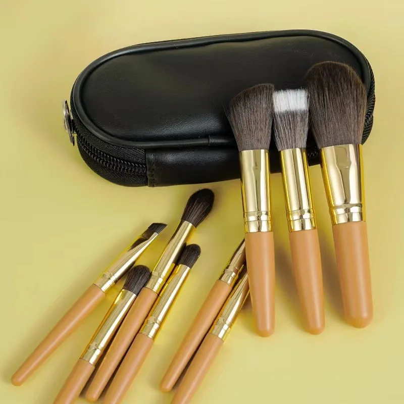 Set 9 Pinceaux Maquillage Professionnels + Trousse de Voyage en PU