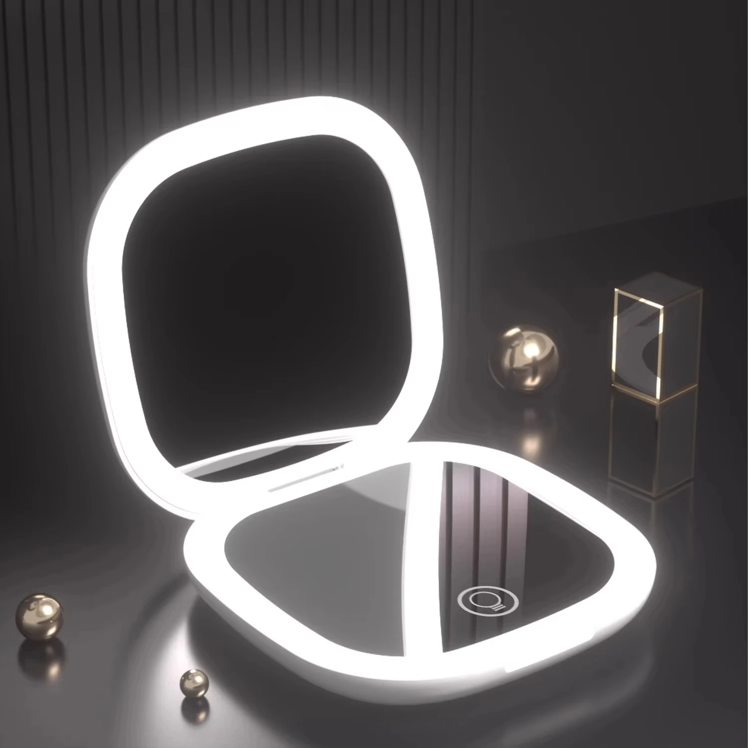 Miroir compact double face LED grossissant 10X pliable – Maquillage parfait en voyage
