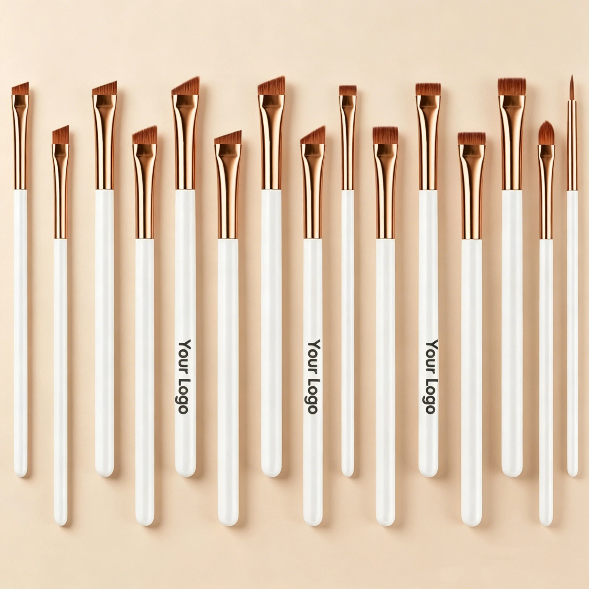 Set 15 Pinceaux Maquillage Professionnels Vegan – Manche Bois Or Rose EMF